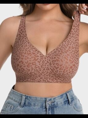 Unworn Leopard Print SHECURVE Wireless Jelly Bra 2XL